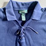 Ralph Lauren Lauren  Navy Ribbed Knit Tie-Front Sweater Shirt Size Large Photo 4