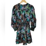 Love The Label Floral Puff Sleeve Mini Dress Tiered Ruffle Skirt Size XS Black Photo 11