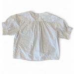 Frame Stripe Split Neck Organic Cotton Popover Top White & Mocha Stripe Large Photo 4