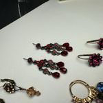 Rhinestone Pierced Earrings Lot Of 4 Some Dangle Drop 1 Signed NR Photo 2