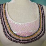 Lozi Sports Jeans Beaded Sequin T Shirt XS White Short Sleeve Stretch Knit Japan Photo 1