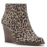 Sole Society  Patsy Leopard Print Leather Side Zip Wedge Ankle Booties size 8 Photo 0