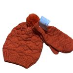 Cozy Orange Knit Hat and Mittens Set Photo 1