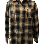 Black & Tan Plaid Flannel Button Down Size S Photo 0