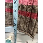 DKNY Jeans Cable Knit Hood Sweater V Neck Long Sl Size S Pink/Brown Striped Tie Photo 2