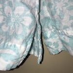 Charter Club  Women’s Linen Floral Print Blue White Button-Up Long Sleeve Shirt Photo 3