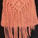 Coral Macrame Crochet Fringe Crossbody Handbag Purse Photo 0