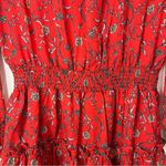 Nsr  Red Emma Floral Smocked Long Sleeve Mini Dress Large Photo 4