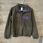 Patagonia Synchilla Pullover Snap T Fleece Jacket Womens Small Grey Purple Photo 0