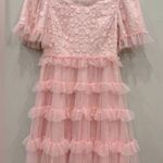 Jessakae NWOT  Blush Pink Tulle Floral Embroidered Midi Harper Dress Photo 0