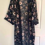 Japna  Lounge Kimono Robe Womens Medium Blue Floral Belt Lounge Vacation Travel Photo 0