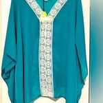 L&B NWT  teal sheer blouse size XL Photo 0