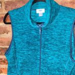 Old Navy  Teal Space Dye Fleece Lightweight Full Zip Vest Women's Size Medium Photo 2