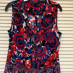 Lucky Brand  Sleeveless Red White & Blue Floral Tie Front Top - Size Medium - EUC Photo 1