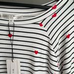 Chelsea & Theodore White with Black Stripes and Red Hearts Top Size 2X Photo 7