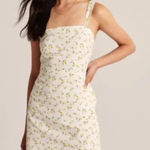 Abercrombie & Fitch NEW Sleeveless Mini Dress Lemon Print White Yellow Small Photo 0