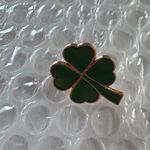 Four‎ Leaf Clover Pin Lucky St Patricks Day Green Enamel Gold Tone Ireland Irish Photo 3