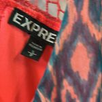 EXPRESS Pink Blue Geo Print Crochet Back Elastic Waist Sleeveless Mini Dress S Photo 10