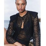 Charo Ruiz Ibiza Tilma Long Sleeve Open Front Lace Jacket Black Women's Size S Photo 2