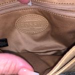 Fossil camel tan color cowhide leather fold over crossbody bag lots of details Photo 6