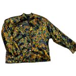 Vintage Floral Belted Blazer Black Gold Green Purple Lapel Flap Crop Blazer EUC Size L Photo 9