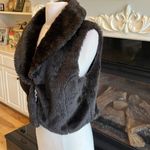 John Paul Richard  Faux Fur Vest Sleeveless Coat Womens M Glam Dressy Coffee Photo 7