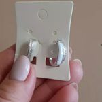 Boutique NEW Luxury White Ceramic Diamond Hoop Earrings‎ Photo 5