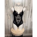 CBR Black Lace Mesh Bodysuit | Sheer Floral One Piece Lingerie – Size Medium Photo 1