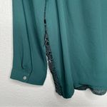 Loft  hunter green lace overlay crochet mix media long sleeve dressy top xs Photo 9