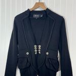Miss Me Black Military Style Knit Jacket Size S Double Breasted Pockets Belted Photo 1