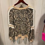 Cute leopard striped trim soft sweater old money mobwife flowy 90’s y2k look Tan Size undefined Photo 6