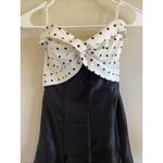 Jessica McClintock Gunne Sax Black White Polka Dot Twist Tulle Strapless Dress 3 Photo 1