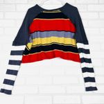 We The Free Striped Cropped Long Sleeve Top Red Grey Yellow Navy White Size S Photo 12