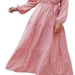 Pink Floral Print Long Sleeve V Photo 0