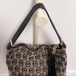 Michael Kors Beford Monogrammed Shoulder Bag Black Tan Tassel *No Long Strap* Photo 3