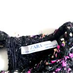 ZARA  black multicolor boucle knit top with pearl detail size Small Photo 1