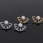 Boutique Silver‎ Lotus Flower Jacket Stud Earrings Photo 7