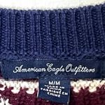 American Eagle  Sweater Dress Size Medium‎ Navy Cream Striped With Nordic Pattern Photo 6