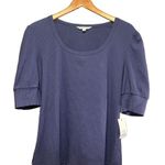 Ophelia Roe Blue Ribbed Puff Sleeve Top 1X Photo 1