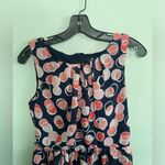 R & K  Coral and Navy Circle Pattern Pleated Front Knee Length Dress Sz 6 Photo 1
