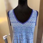 Marmot Larissa V-neck Tank Dress Sleeveless Lined Blue Geometric A-Line Beach L Photo 1