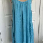 Elan  Strappy Gauze Deep V-Back Swim Cover Up Slip Dress Blue Size XS Photo 0