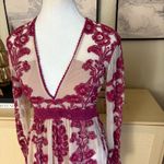 For Love & Lemons  Floral Temecula Long Sleeve Sheer Maxi Dress Red Size Small Photo 5