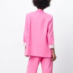 ZARA Blogger Fav Pink Printed Valentine’s Cuff Linen Blend Blazer Jacket… Photo 5