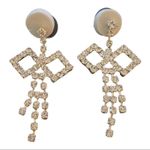 Diamond CZ Dangle Fun Party Wedding Faux Diamond Earrings Silver Photo 0