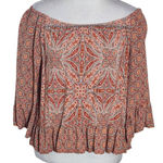 Sanctuary  Off-the-Shoulder Pink Boho Cropped Blouse Size XS Cropped Peasant Top Photo 0