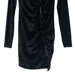 ZARA  Trafaluc Glitter Dot Black Velvet Bodycon Ruffle Dress Small Photo 7