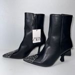 ZARA Black Studded Toe Ankle Boots casual formal style fashion party office Photo 1