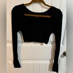 Free People Intimately  Ribbed Black Long Sleeve Crop Top Photo 1