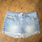 J Crew Factory light wash high rise cargo raw hem size 28 jean shorts Blue Photo 1
